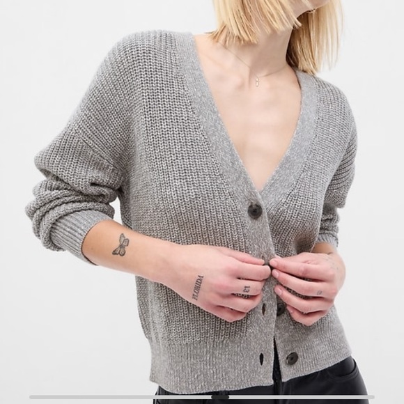 Shaker stitch cardigan small navy and white stripe - Picture 6 of 10